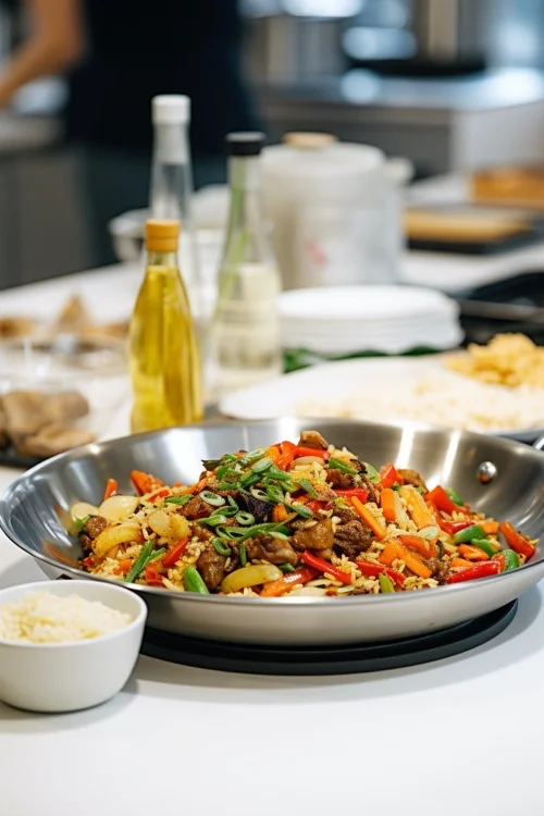 como hacer wok de arroz con verduras
