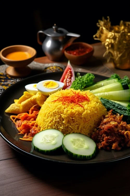 Arroz indonesio amarillo o Nasi Kuning